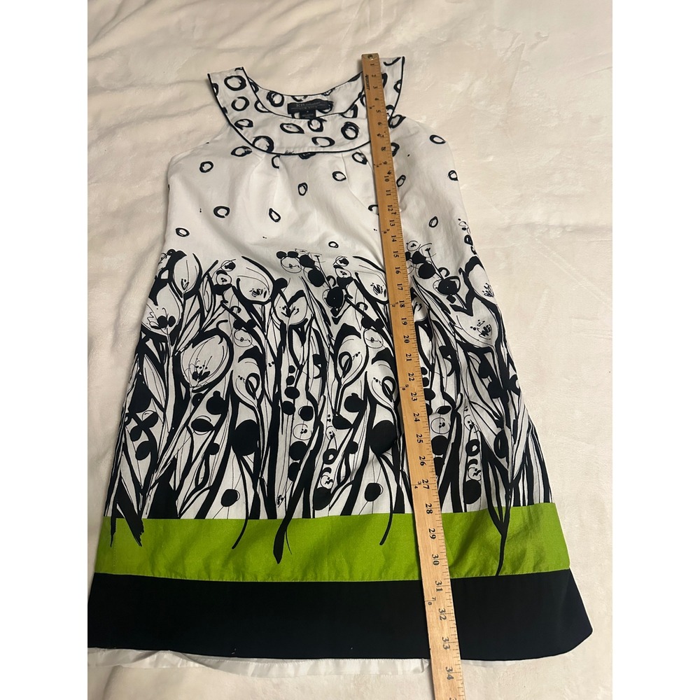 RB Collection New York Floral Circle Cotton Shift Dress White Black Green 6 - Picture 13 of 14